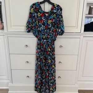 Michelle Stuart Long Sleeve Floral Dress - Black and Multicolor